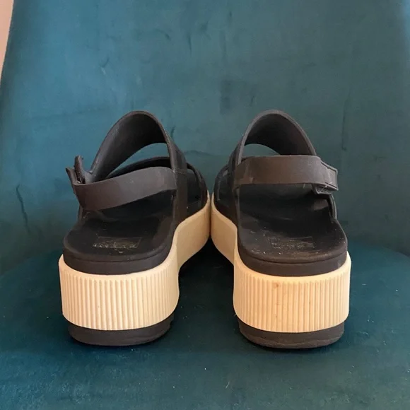 Reef Black and Cream Platform Sandals - Picture 4 of 5